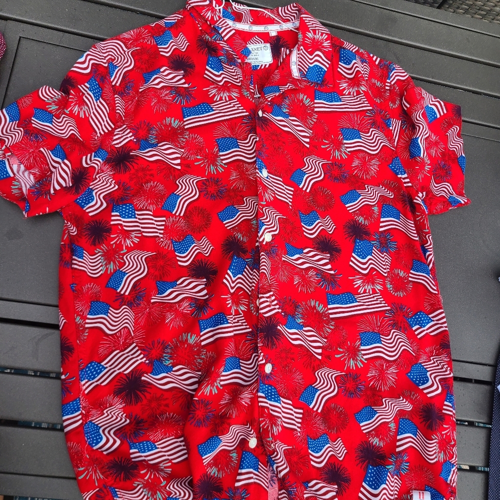 Patriotic Red Men's Shirt 4th July
